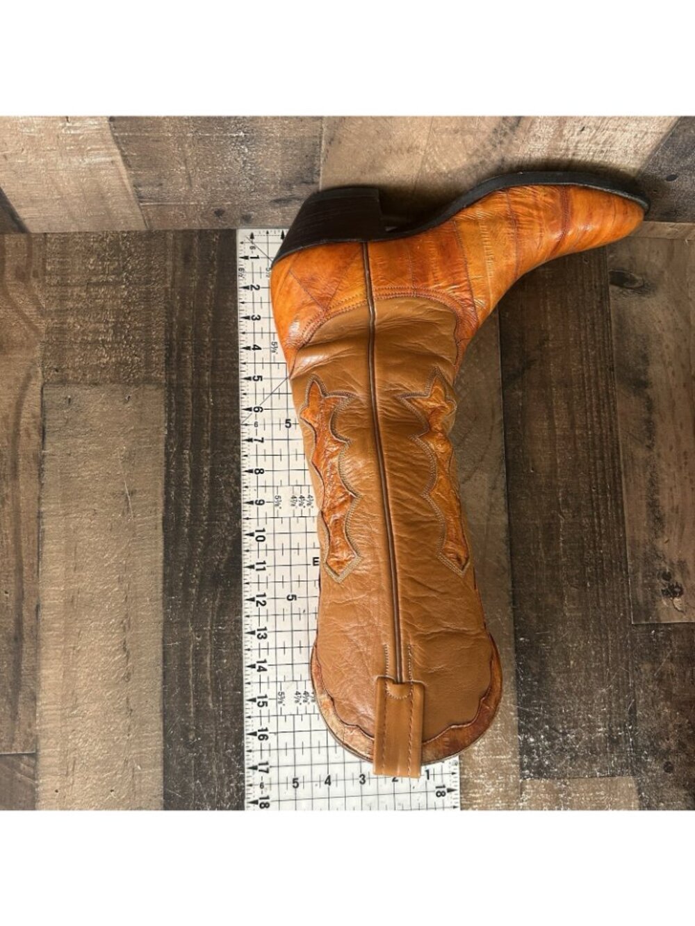 Nocona Vintage Eel Skin Leather Inlay Western Cowboy Boots Womens 8.5 C - Picture 6 of 12